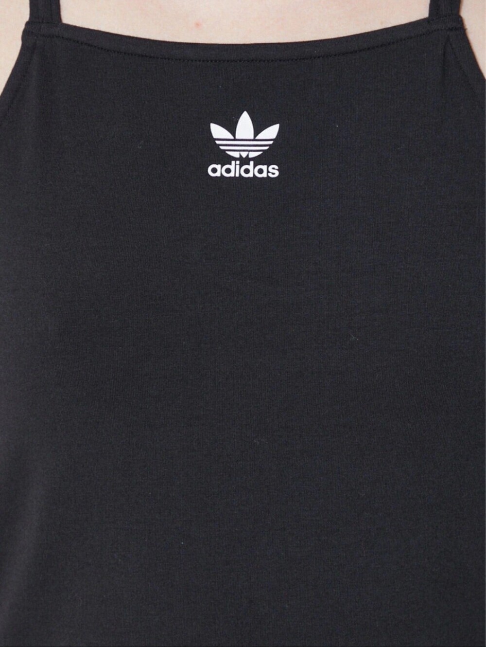 Adidas 3-stripe Jersey Minidress Black Slim Strappy Tank with White Trefoil Sz M - Picture 4 of 16